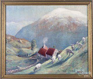 John Berninger (American 1897-1981), oil on canvas landscape signed lower right, 25'' x 30''.