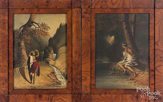 Three oil on panel works of Native Americans, mid 20th c., 11'' x 14''.