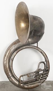 Antique silver plated tuba.