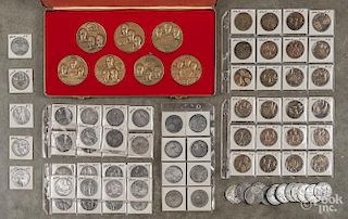 Cased set of Medallic Art Co. bronze medallions of the NASA Apollo missions, together with a large a