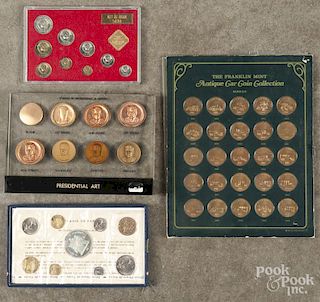 Group of coins and medallions, to include a 1974 USSR proof set, Franklin Mint Antique Car Collectio