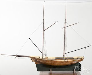 Painted ship model of the Marie Bx., early 20th c., 53'' h., 64'' w.