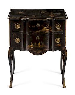 A Louis XV Style Painted Commode Height 29 1/2 x width 23 7/8 x depth 17 5/8 inches.
