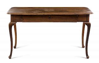 A Louis XV Provincial Style Fruitwood Sofa Table Height 29 1/8 x width 54 1/2 x depth 22 inches.