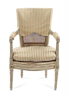A Louis XVI Painted Fauteuil Height 36 inches.
