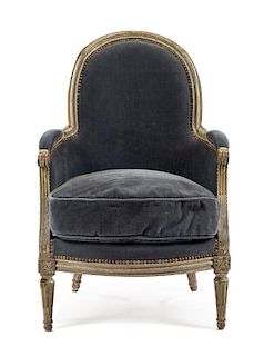 A Louis XVI Painted Bergere Height 36 inches.