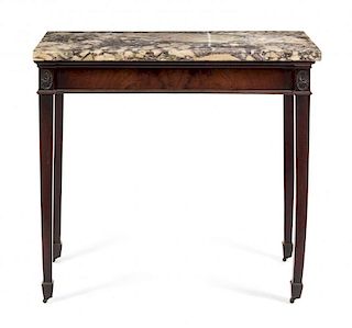 An Adam Style Mahogany Console Table Height 34 1/4 x width 38 1/4 x depth 21 7/8 inches.