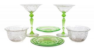 An Etched Glass Stemware Service Height of champagne coupe 7 inches.