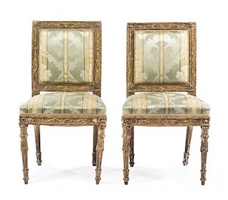 A Pair of Italian Painted Side Chairs Height 36 inches.