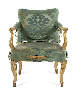 An Italian Painted Armchair Height 34 inches.