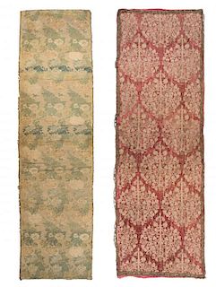 Two Continental Brocade Table Runners Largest 7 feet 4 inches x 1 foot 8 inches.
