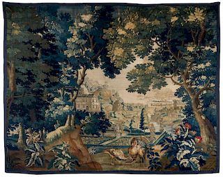 A Continental Verdure Wool Tapestry 8 feet 6 inches x 10 feet 3 inches.