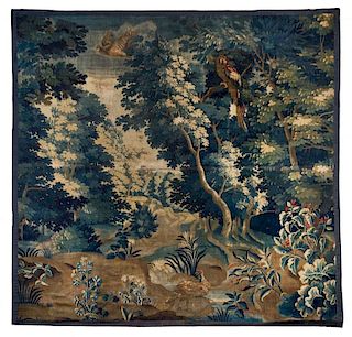 A Continental Verdure Wool Tapestry 8 feet 6 inches x 8 feet 10 inches.