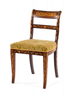 A Dutch Marquetry Side Chair Height 32 1/2 inches.