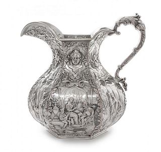 An English Silver-Plate Pitcher Height 8 5/8 inches.