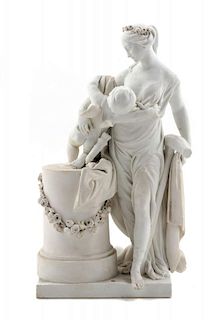 A French Bisque Porcelain Figural Group Height 12 3/4 inches.