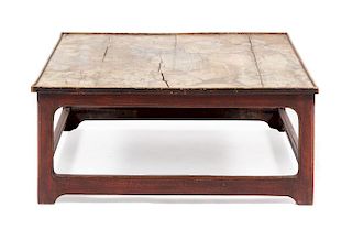 A Faux Marble Low Table Height 12 1/2 x width 29 x depth 29 inches.
