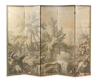 A French Paper Floor Screen Height 72 x width of each panel 18 1/2 inches.