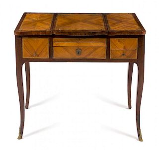 A Louis XV Style Fruitwood Poudreuse Height 28 x width 31 x depth 17 3/4 inches.