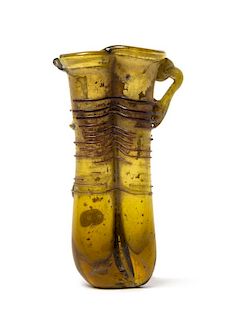 A Roman Amber Glass Double Tube Height 4 1/4 inches.