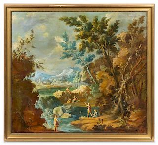 Italian School, (Likely Late 18th Century), Landscape with Waterfall and Figures