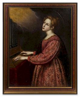 Continental School, (18th Century), Saint Cecilia Playing the Organ