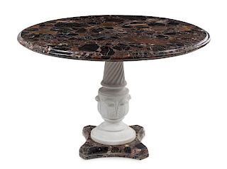 A Neoclassical Style Marble Table Height 31 x diameter of top 48 inches.