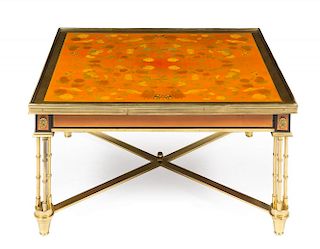 A Neoclassical Style Marquetry Low Table Height 21 x width 40 x depth 34 inches.