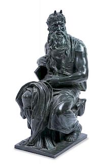 An Italian Bronze Figure of Moses Height 18 1/2 inches.