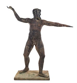 A Cast Metal Figure of a Man Height 85 inches.
