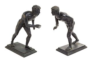 Two Italian Bronze Figures Height 10 3/4 inches.