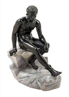 A Continental Bronze Figure Height overall 18 1/2 inches.