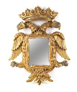 A Peruvian Baroque Style Giltwood Mirror Height 22 x width 17 1/4 inches.