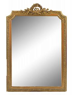 A Continental Giltwood Mirror Height 20 x width 41 inches.