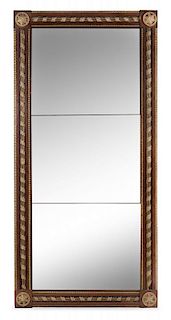 A Neoclassical Style Parcel Gilt Pier Mirror Height 90 x width 44 inches.