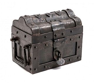 A Continental Iron Model of a Strong Box Height 7 1/4 x width 9 1/2 x depth 5 inches.