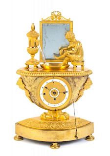 An Austrian Empire Gilt Bronze "Fountain" Automaton Clock Height 17 1/4 inches.