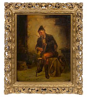 Adolphe Morin, (French, 1841-1880), Man with Accordion
