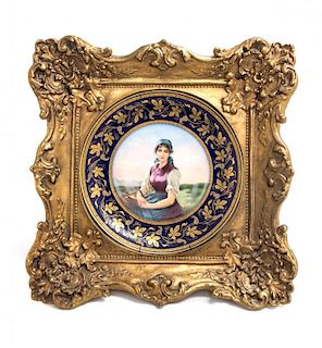 A Vienna Style Porcelain Cabinet Plate Diameter of plate 9 1/4 inches.
