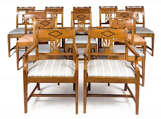 A Set of Twelve Biedermeier Dining Chairs Height 33 inches.
