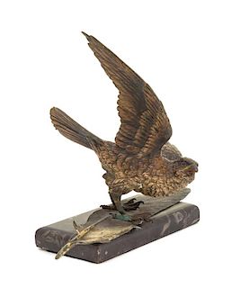 An Austrian Cold Painted Bronze Model of a Bird Height 8 1/4 inches.