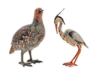 Two Austrian Cold Painted Bronze Birds Height of each 4 1/8 inches.