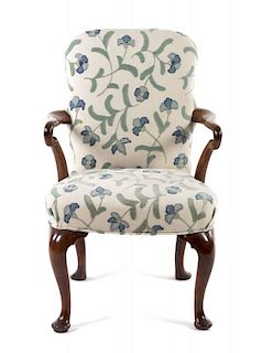 A George II Mahogany Armchair Height 35 3/4 inches.