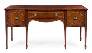 A George III Style Mahogany Sideboard Height 35 1/4 x width 72 x depth 22 1/4 inches.