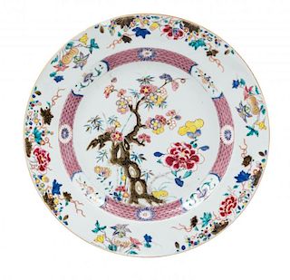 A Large Chinese Export Famille Rose Porcelain Charger Diameter 15 1/2 inches.
