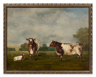 Frederick Clarke, (British, 1834-1870), Landscape with Cows, 1857
