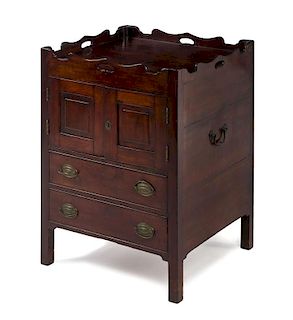 A George III Mahogany Commode Cabinet Height 28 x width 21 x depth 19 5/8 inches.