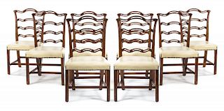 A Set of Eight Chippendale Style Dining Chairs Height 39 1/2 inches.