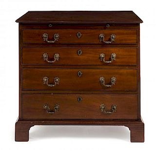 A George III Mahogany Bachelor's Chest Height 31 1/2 x width 32 1/2 x depth 20 inches.