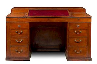 An English Mahogany Adjustable 'Patent' Desk Height 32 3/4 x width 58 1/4 x depth 35 5/8 inches.